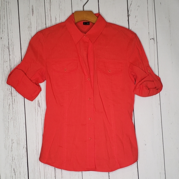 Theory Dervan Button Down Top Size P Linen Blend - Picture 1 of 8
